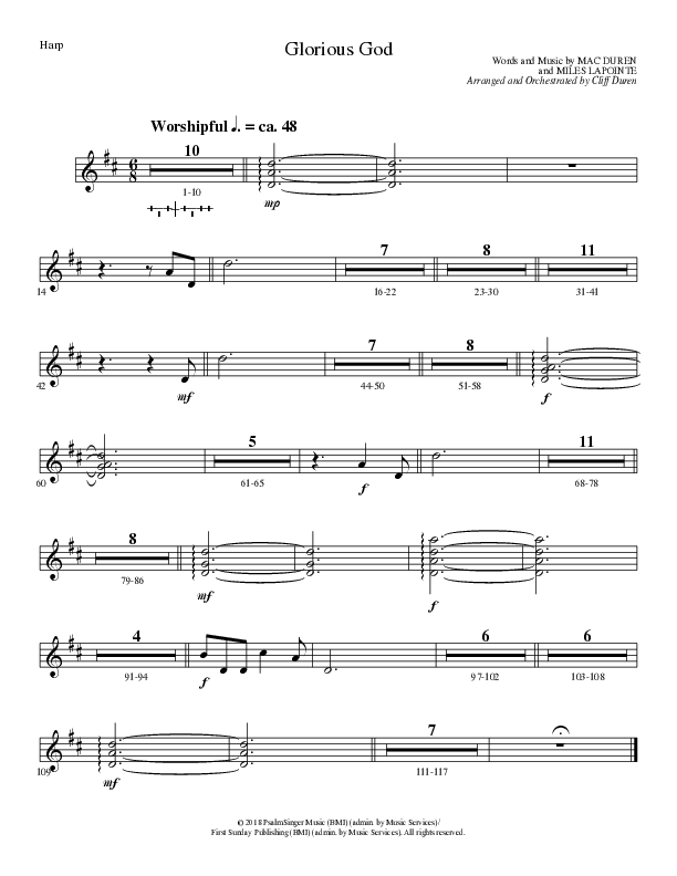 Glorious God (Choral Anthem SATB) Harp (Lillenas Choral / Arr. Cliff Duren)