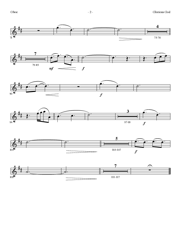 Glorious God (Choral Anthem SATB) Oboe (Lillenas Choral / Arr. Cliff Duren)