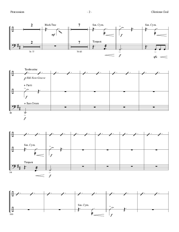 Glorious God (Choral Anthem SATB) Percussion (Lillenas Choral / Arr. Cliff Duren)
