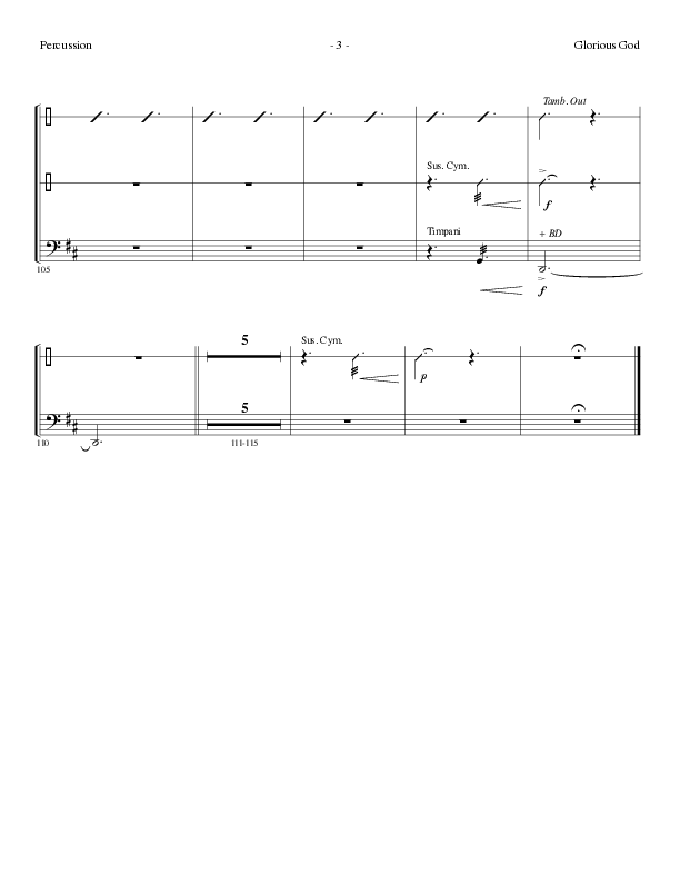 Glorious God (Choral Anthem SATB) Percussion (Lillenas Choral / Arr. Cliff Duren)