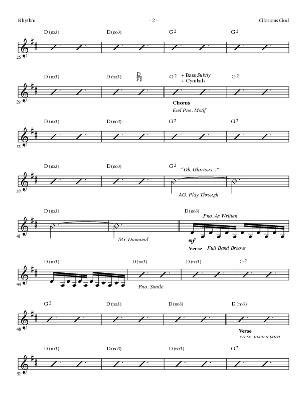 Glorious God (Choral Anthem SATB) Rhythm Chart (Lillenas Choral / Arr. Cliff Duren)
