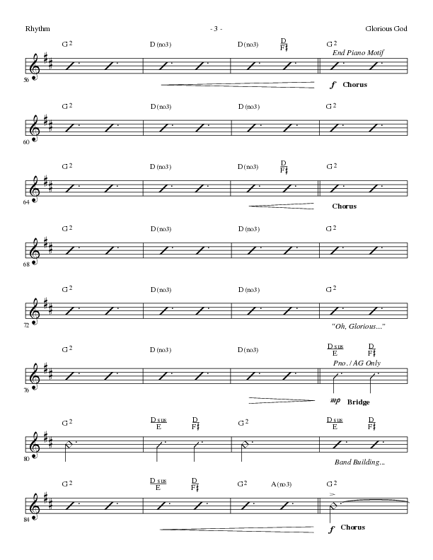 Glorious God (Choral Anthem SATB) Rhythm Chart (Lillenas Choral / Arr. Cliff Duren)
