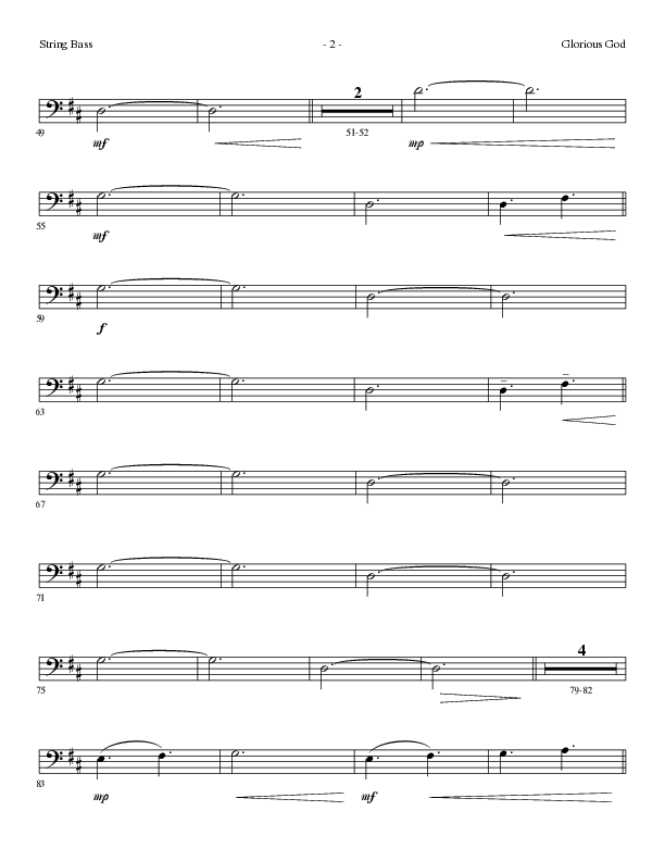 Glorious God (Choral Anthem SATB) String Bass (Lillenas Choral / Arr. Cliff Duren)