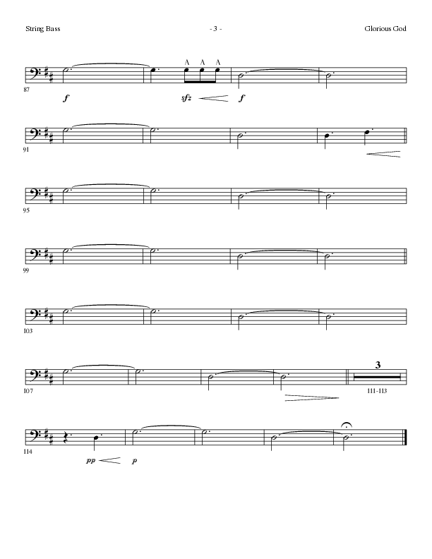 Glorious God (Choral Anthem SATB) String Bass (Lillenas Choral / Arr. Cliff Duren)