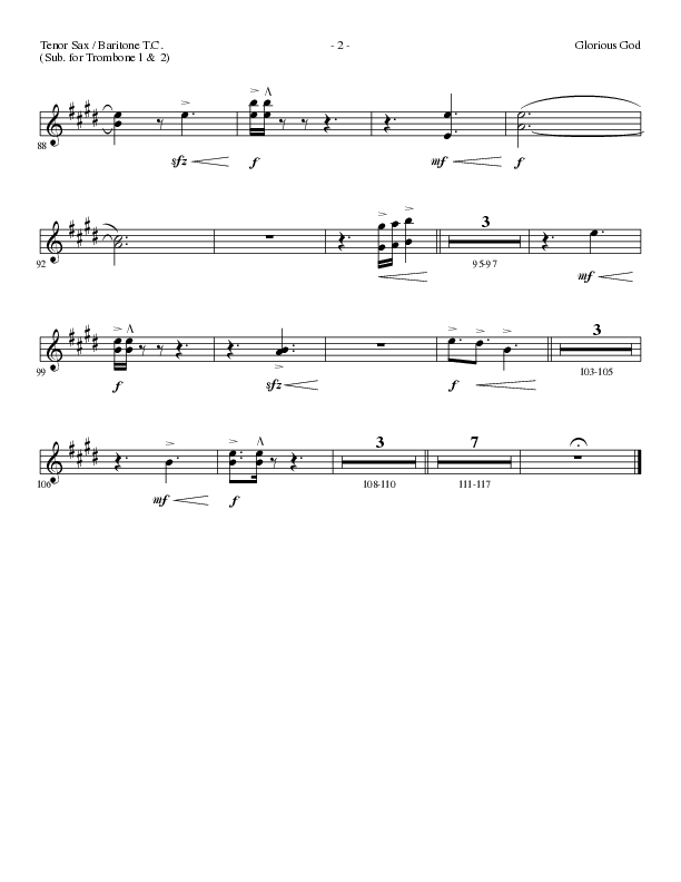 Glorious God (Choral Anthem SATB) Tenor Sax/Baritone T.C. (Lillenas Choral / Arr. Cliff Duren)