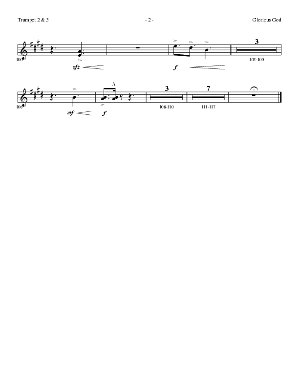 Glorious God (Choral Anthem SATB) Trumpet 2/3 (Lillenas Choral / Arr. Cliff Duren)