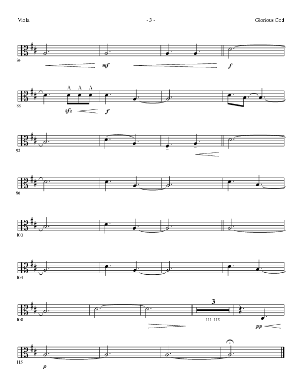 Glorious God (Choral Anthem SATB) Viola (Lillenas Choral / Arr. Cliff Duren)