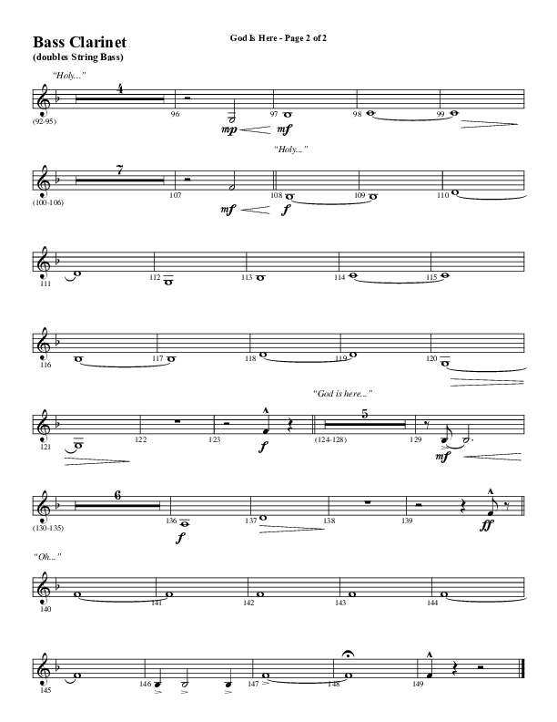 God Is Here (Choral Anthem SATB) Bass Clarinet (Word Music Choral / Arr. Cliff Duren)
