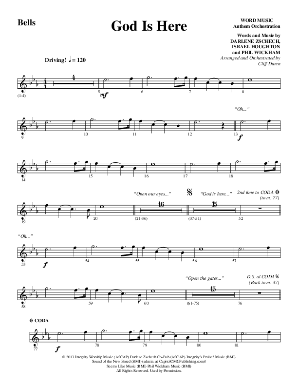 God Is Here (Choral Anthem SATB) Bells (Word Music Choral / Arr. Cliff Duren)