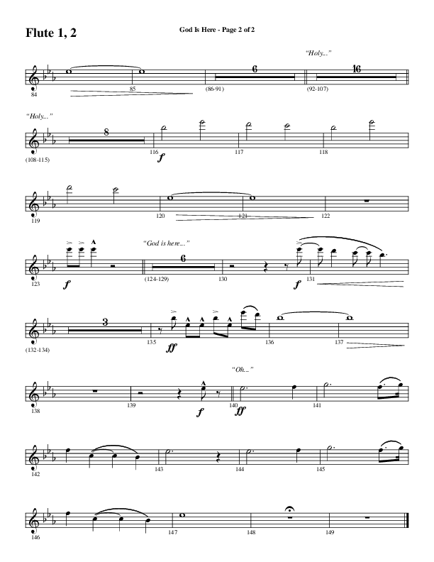 God Is Here (Choral Anthem SATB) Flute 1/2 (Word Music Choral / Arr. Cliff Duren)