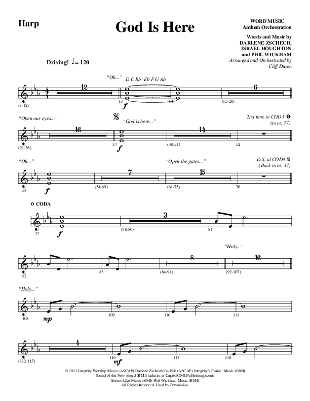 God Is Here (Choral Anthem SATB) Harp (Word Music Choral / Arr. Cliff Duren)