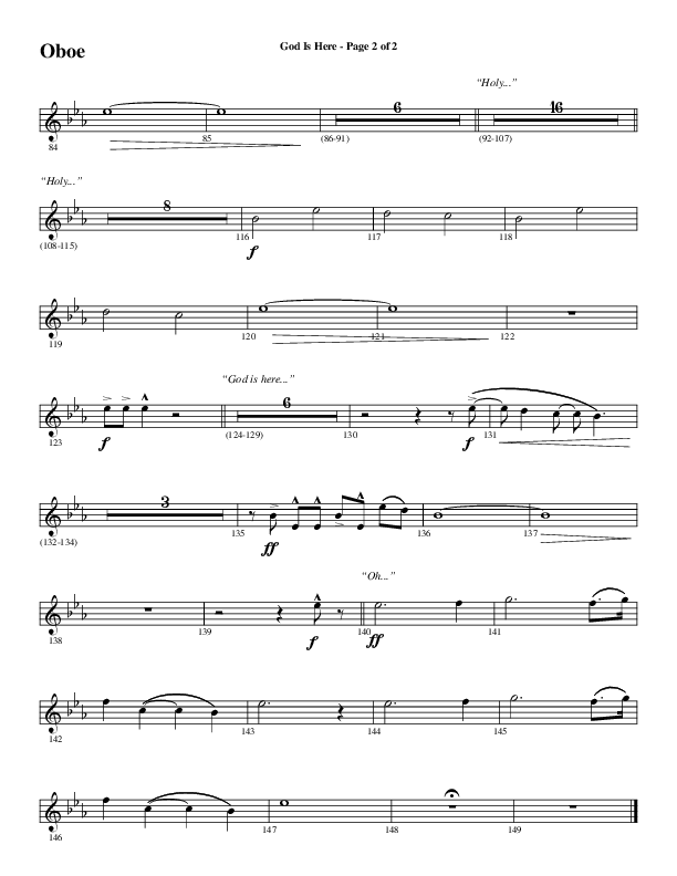God Is Here (Choral Anthem SATB) Oboe (Word Music Choral / Arr. Cliff Duren)