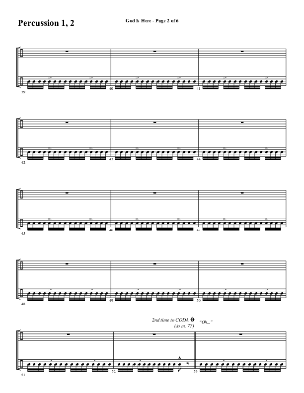 God Is Here (Choral Anthem SATB) Percussion 1/2 (Word Music Choral / Arr. Cliff Duren)