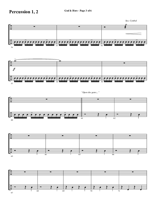 God Is Here (Choral Anthem SATB) Percussion 1/2 (Word Music Choral / Arr. Cliff Duren)
