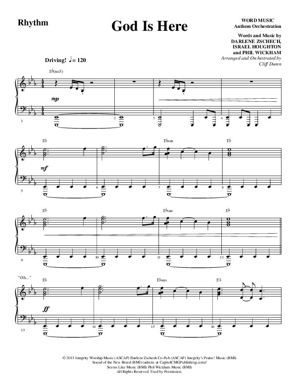 God Is Here (Choral Anthem SATB) Rhythm Chart (Word Music Choral / Arr. Cliff Duren)