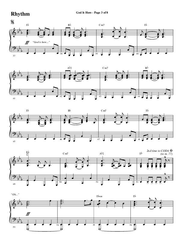 God Is Here (Choral Anthem SATB) Rhythm Chart (Word Music Choral / Arr. Cliff Duren)