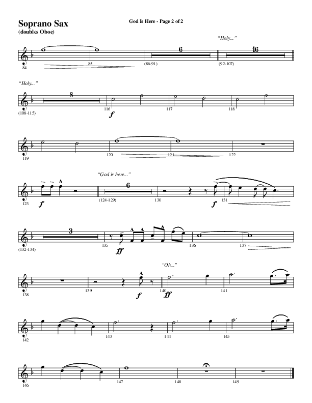 God Is Here (Choral Anthem SATB) Soprano Sax (Word Music Choral / Arr. Cliff Duren)