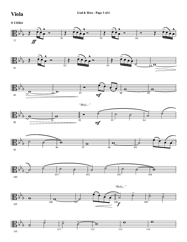 God Is Here (Choral Anthem SATB) Viola (Word Music Choral / Arr. Cliff Duren)