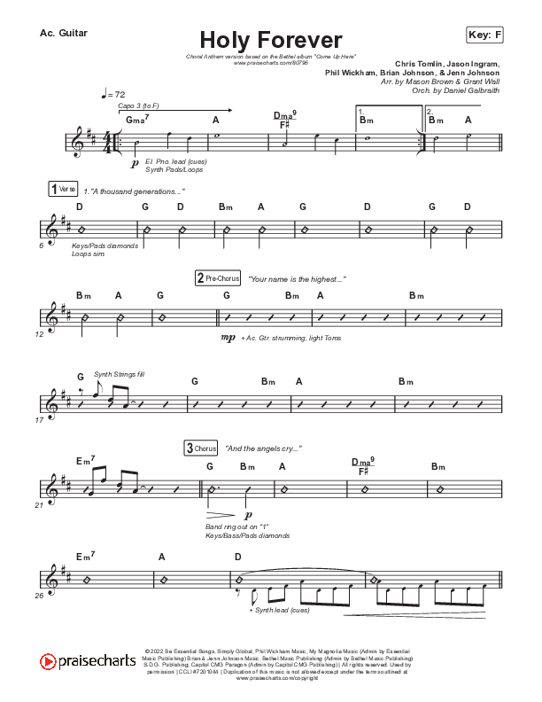 Holy Forever (Choral Anthem SATB) Acoustic Guitar (Bethel Music / Arr. Mason Brown)