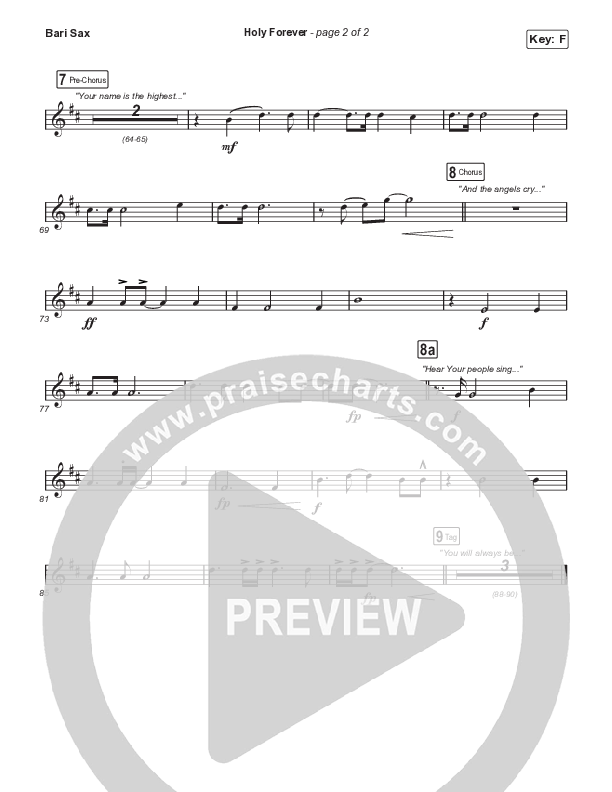 Holy Forever (Choral Anthem SATB) Bari Sax (Bethel Music / Arr. Mason Brown)