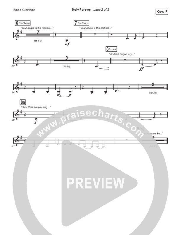 Holy Forever (Choral Anthem SATB) Bass Clarinet (Bethel Music / Arr. Mason Brown)