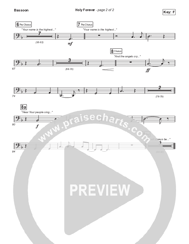 Holy Forever (Choral Anthem SATB) Bassoon (Bethel Music / Arr. Mason Brown)
