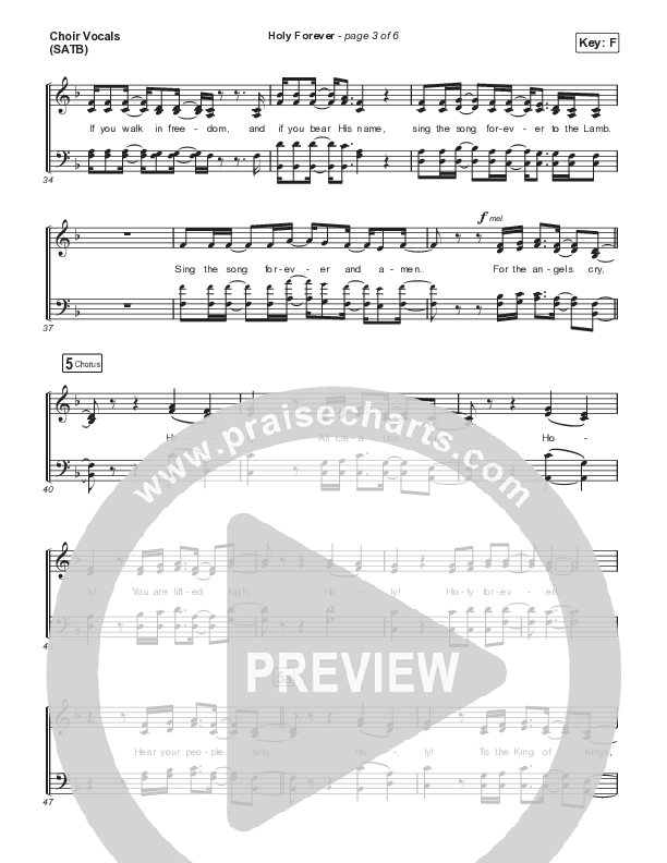 Holy Forever (Choral Anthem SATB) Choir Sheet (SATB) (Bethel Music / Arr. Mason Brown)