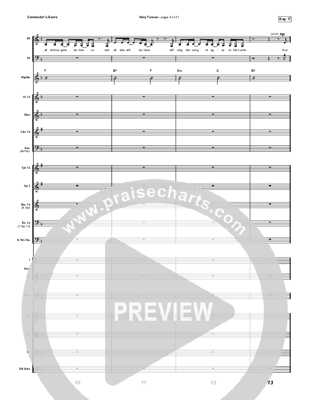 Holy Forever (Choral Anthem SATB) Conductor's Score (Bethel Music / Arr. Mason Brown)