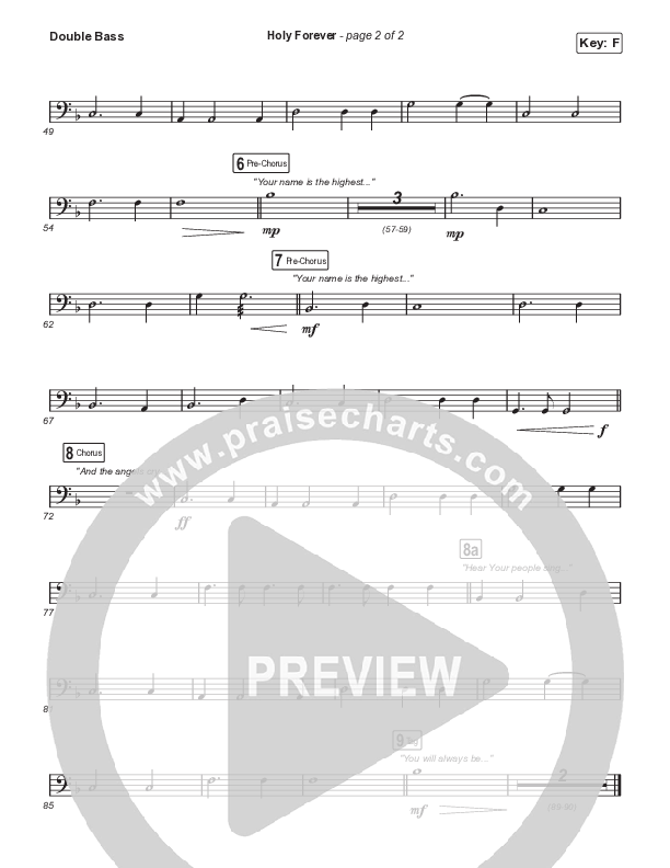 Holy Forever (Choral Anthem SATB) String Bass (Bethel Music / Arr. Mason Brown)