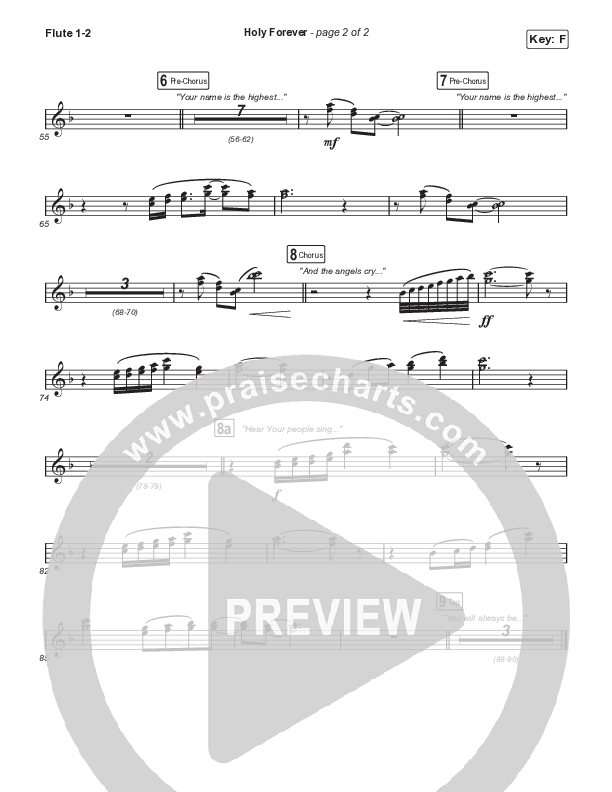 Holy Forever (Choral Anthem SATB) Flute 1,2 (Bethel Music / Arr. Mason Brown)