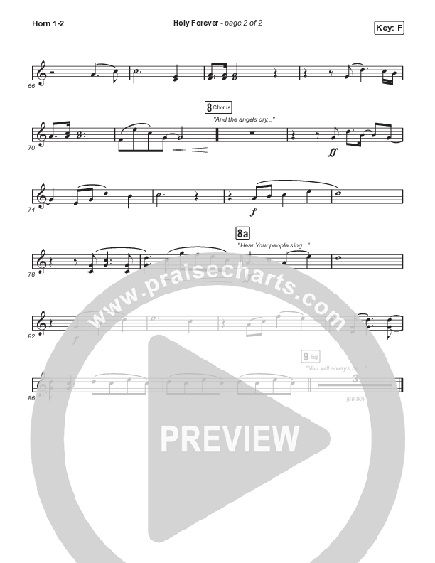 Holy Forever (Choral Anthem SATB) French Horn 1,2 (Bethel Music / Arr. Mason Brown)