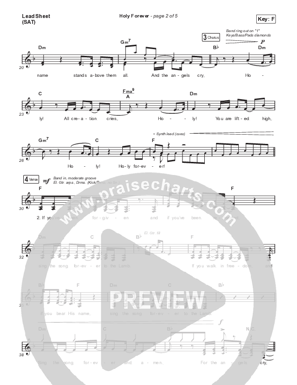 Holy Forever (Choral Anthem SATB) Lead Sheet (SAT) (Bethel Music / Arr. Mason Brown)