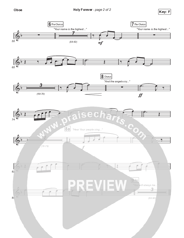 Holy Forever (Choral Anthem SATB) Oboe (Bethel Music / Arr. Mason Brown)