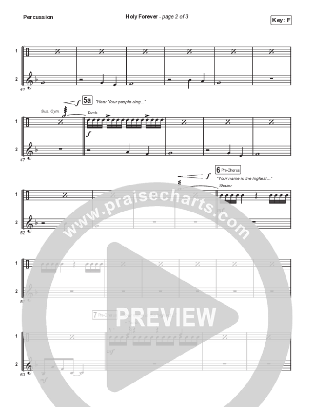 Holy Forever (Choral Anthem SATB) Percussion (Bethel Music / Arr. Mason Brown)