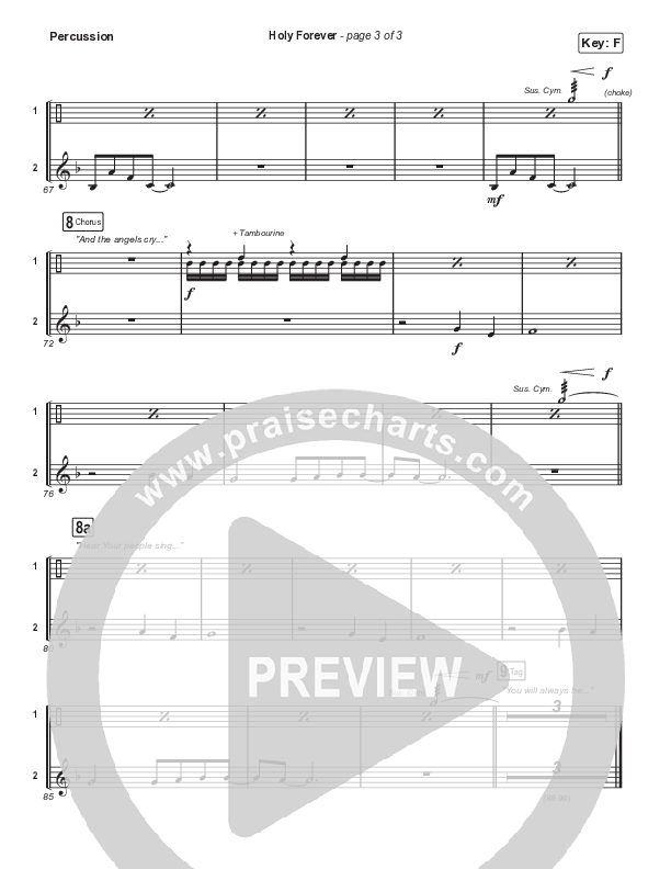 Holy Forever (Choral Anthem SATB) Percussion (Bethel Music / Arr. Mason Brown)