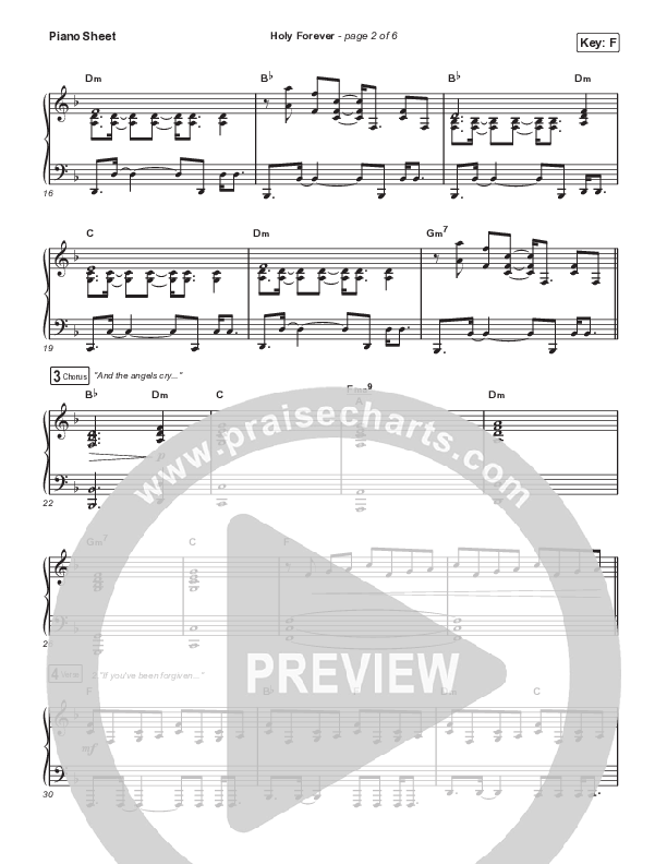 Holy Forever (Choral Anthem SATB) Piano Sheet (Bethel Music / Arr. Mason Brown)