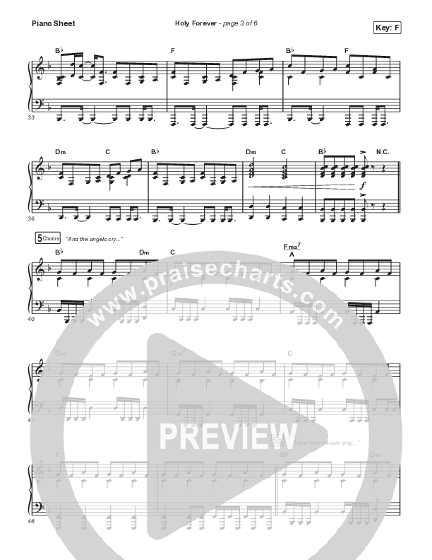 Holy Forever (Choral Anthem SATB) Piano Sheet (Bethel Music / Arr. Mason Brown)