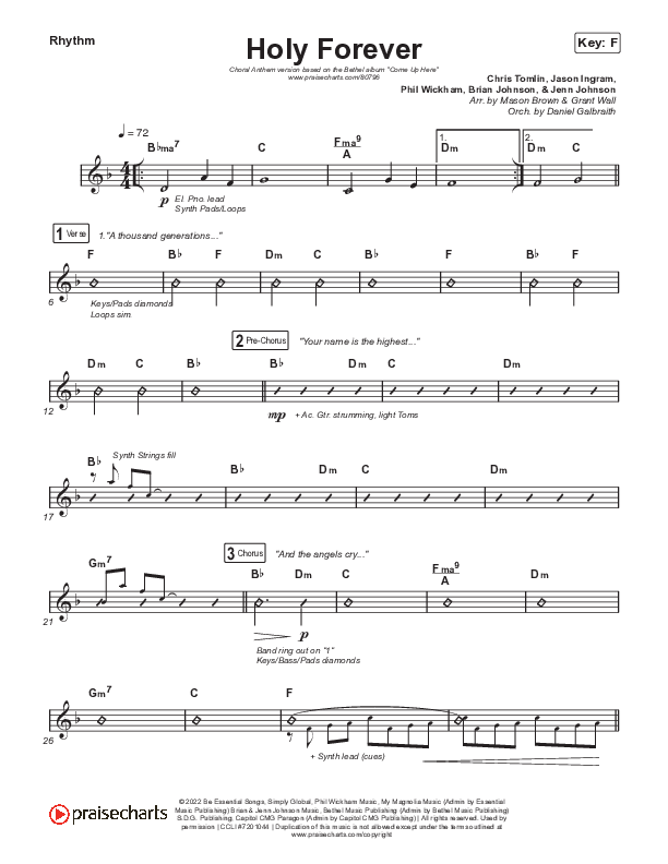 Holy Forever (Choral Anthem SATB) Rhythm Pack (Bethel Music / Arr. Mason Brown)