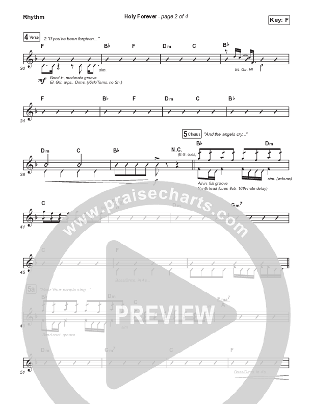 Holy Forever (Choral Anthem SATB) Rhythm Chart (Bethel Music / Arr. Mason Brown)