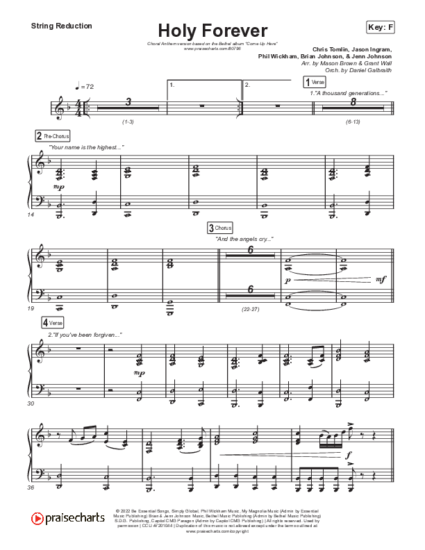 Holy Forever (Choral Anthem SATB) String Reduction (Bethel Music / Arr. Mason Brown)