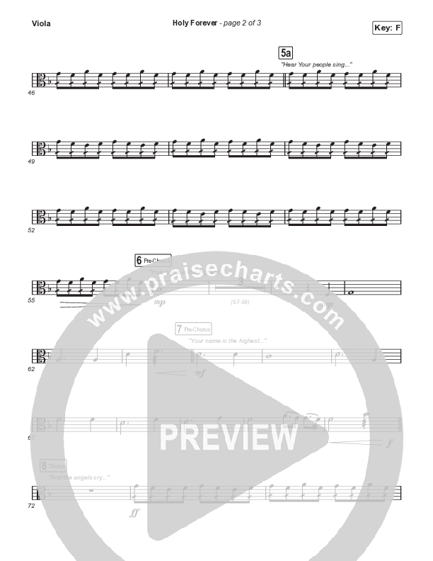 Holy Forever (Choral Anthem SATB) Viola (Bethel Music / Arr. Mason Brown)