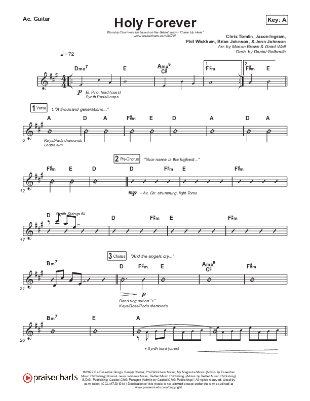 Holy Forever (Worship Choir/SAB) Acoustic Guitar (Bethel Music / Arr. Mason Brown)