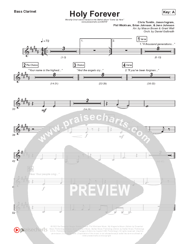 Holy Forever (Worship Choir/SAB) Bass Clarinet (Bethel Music / Arr. Mason Brown)