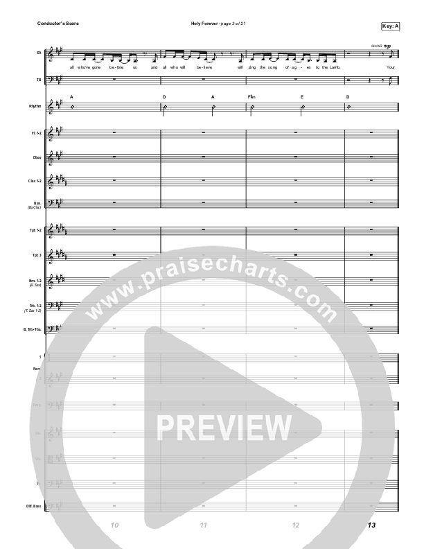 Holy Forever (Worship Choir/SAB) Conductor's Score (Bethel Music / Arr. Mason Brown)