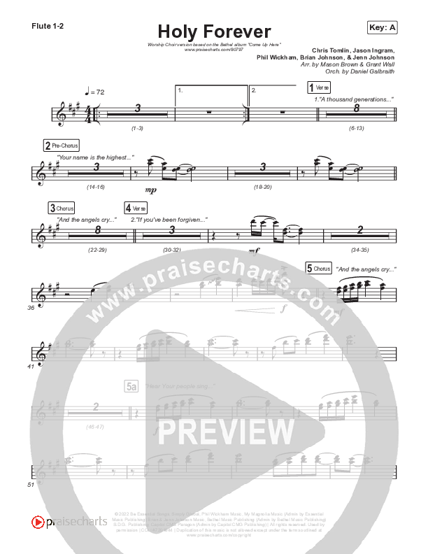Holy Forever (Worship Choir/SAB) Flute 1/2 (Bethel Music / Arr. Mason Brown)