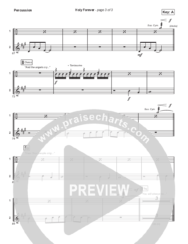 Holy Forever (Worship Choir/SAB) Percussion (Bethel Music / Arr. Mason Brown)