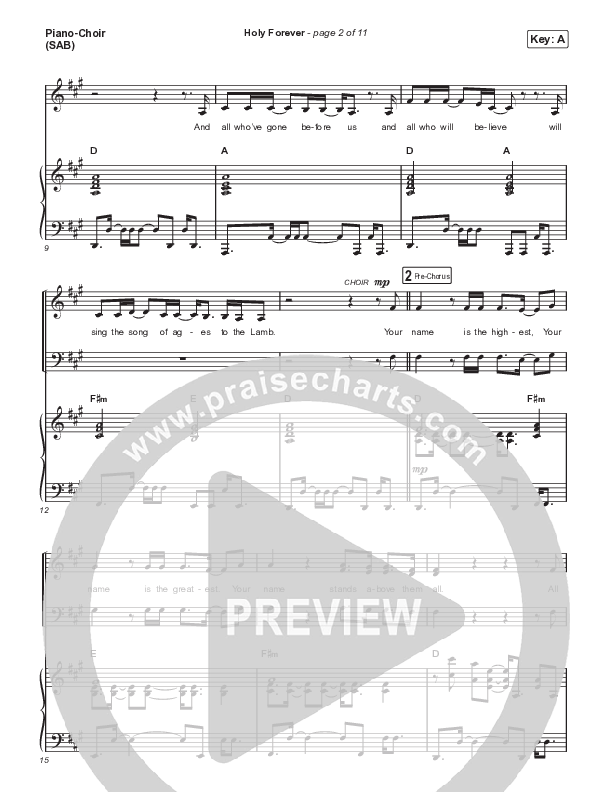 Holy Forever (Worship Choir/SAB) Piano/Choir (SAB) (Bethel Music / Arr. Mason Brown)