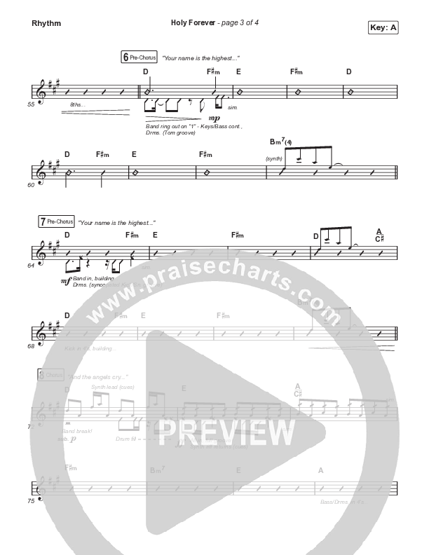Holy Forever (Worship Choir/SAB) Rhythm Chart (Bethel Music / Arr. Mason Brown)