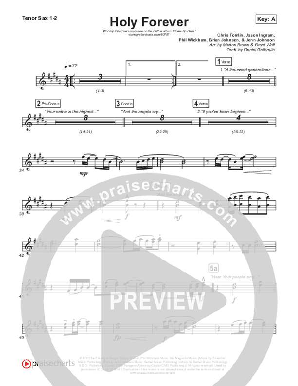 Holy Forever (Worship Choir/SAB) Sax Pack (Bethel Music / Arr. Mason Brown)