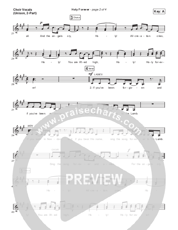 Holy Forever (Unison/2-Part) Choir Vocals (Uni/2-Part) (Bethel Music / Arr. Mason Brown)